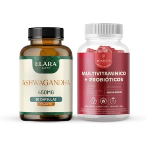 Pack Energía Serena: Ashwagandha 60 Cap + Multivitaminico 60 Gomitas