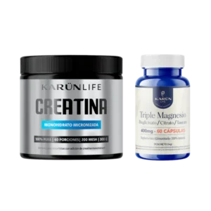 Pack Rendimiento Potenciado Creatina en Polvo 300 gr + Triple Magnesio 60 Capsulas